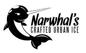 Black and white Narwhal's Crafted Urban Ice logo featuring a stylized narwhal with a long tusk.