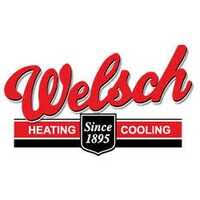 The welsch heating and cooling logo is red and black.