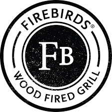 Circular logo for Firebirds Wood Fired Grill featuring the letters