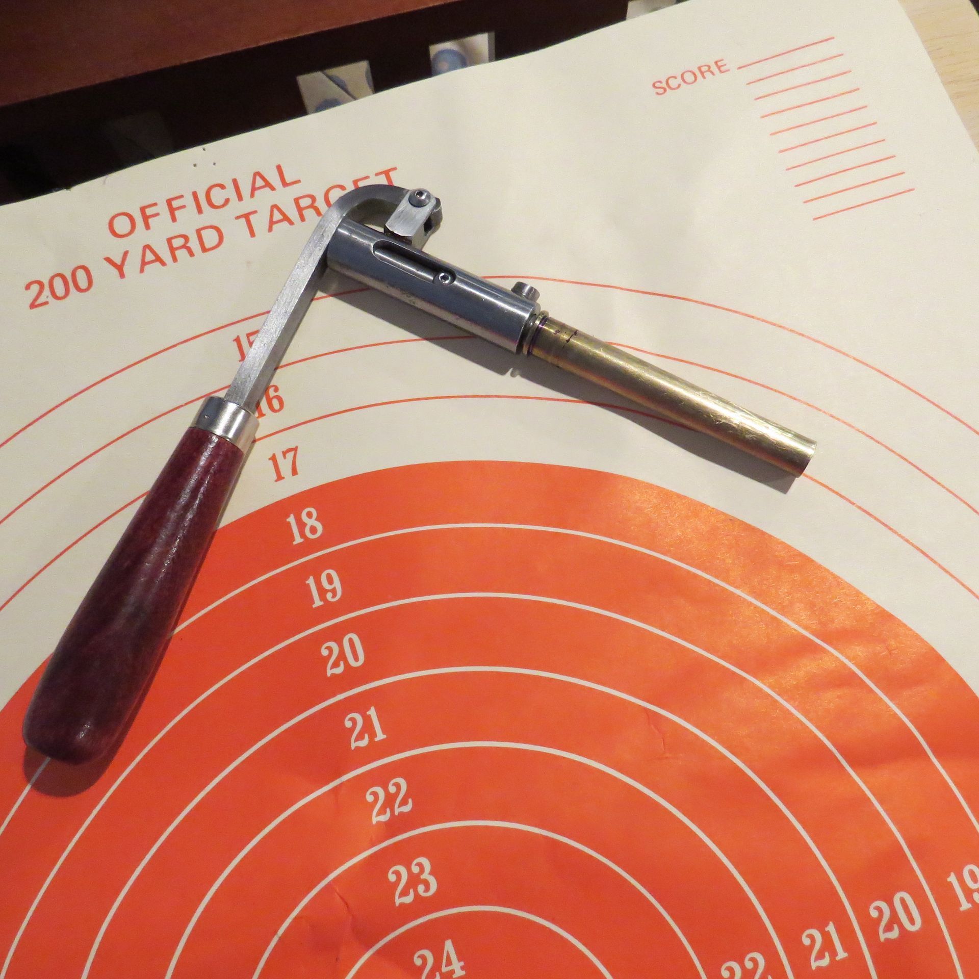 A 200 yard target with a tool on top of it