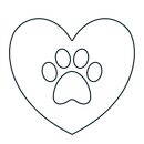 A heart with a paw print inside of it.