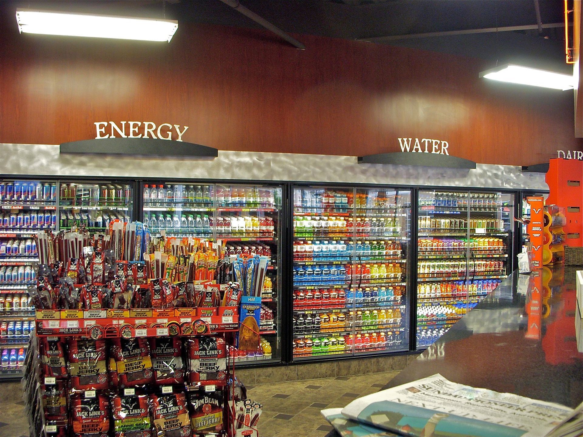 A store with a sign that says energy and water