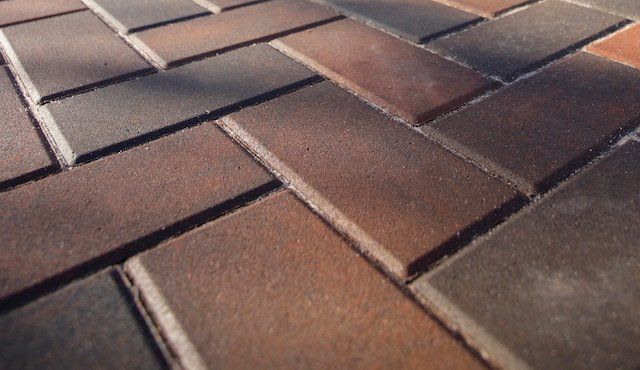 Block paved section in terracotta