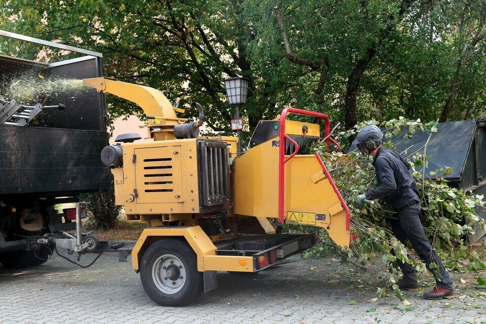 wood chipping by a man