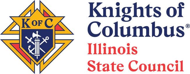 Knights of Columbus Illinois State Council logo with blue and red text and orange emblem