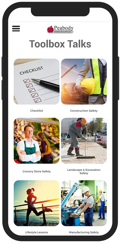 the peabody safety app displayed on a mobile phone screen