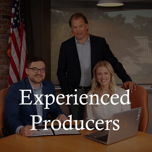 photo showing 3 Peabody Insurance Agents with the words experienced producers