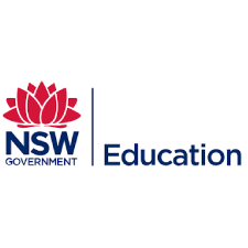 Logo for NSW Department of Education. Features a red lotus flower, and blue text "NSW Government" and "Education".