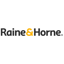 Raine & Horne logo: Black text "Raine" & "Horne" with a yellow "&" symbol, on a white background.