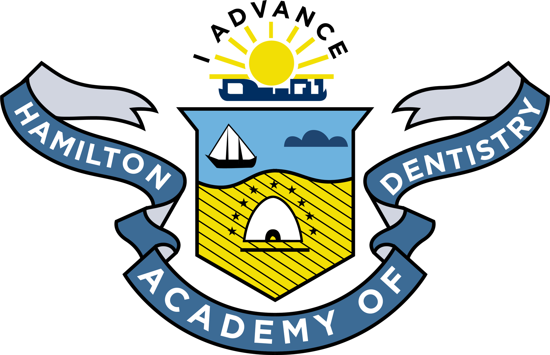 The logo for the hamilton academy of dentistry