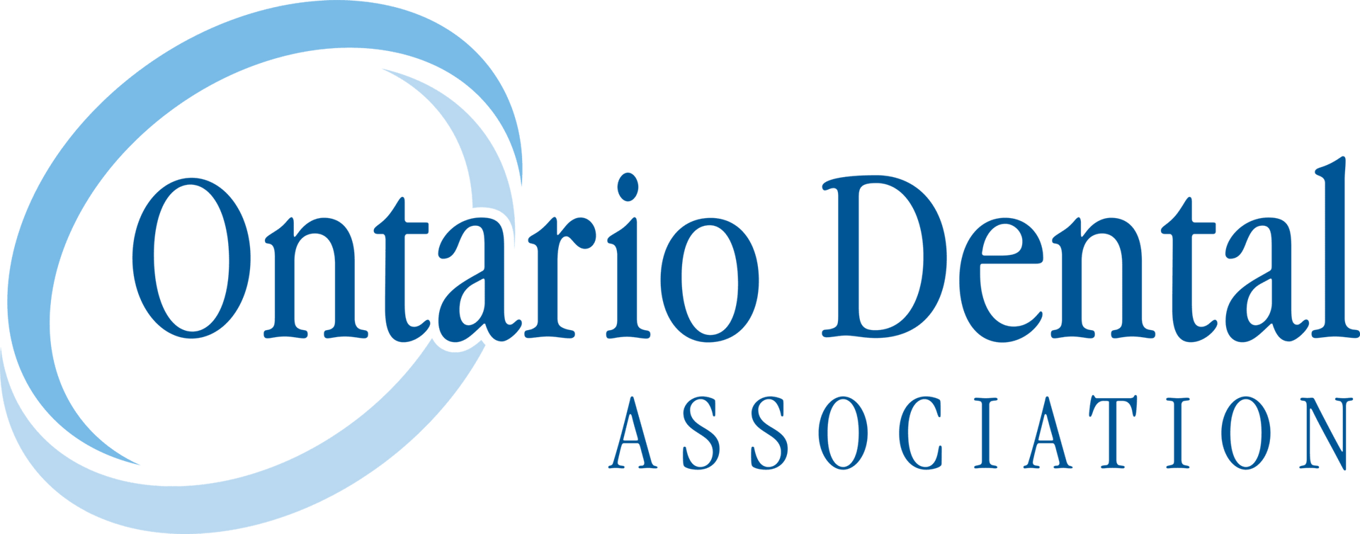 The logo for the ontario dental association is blue and white.