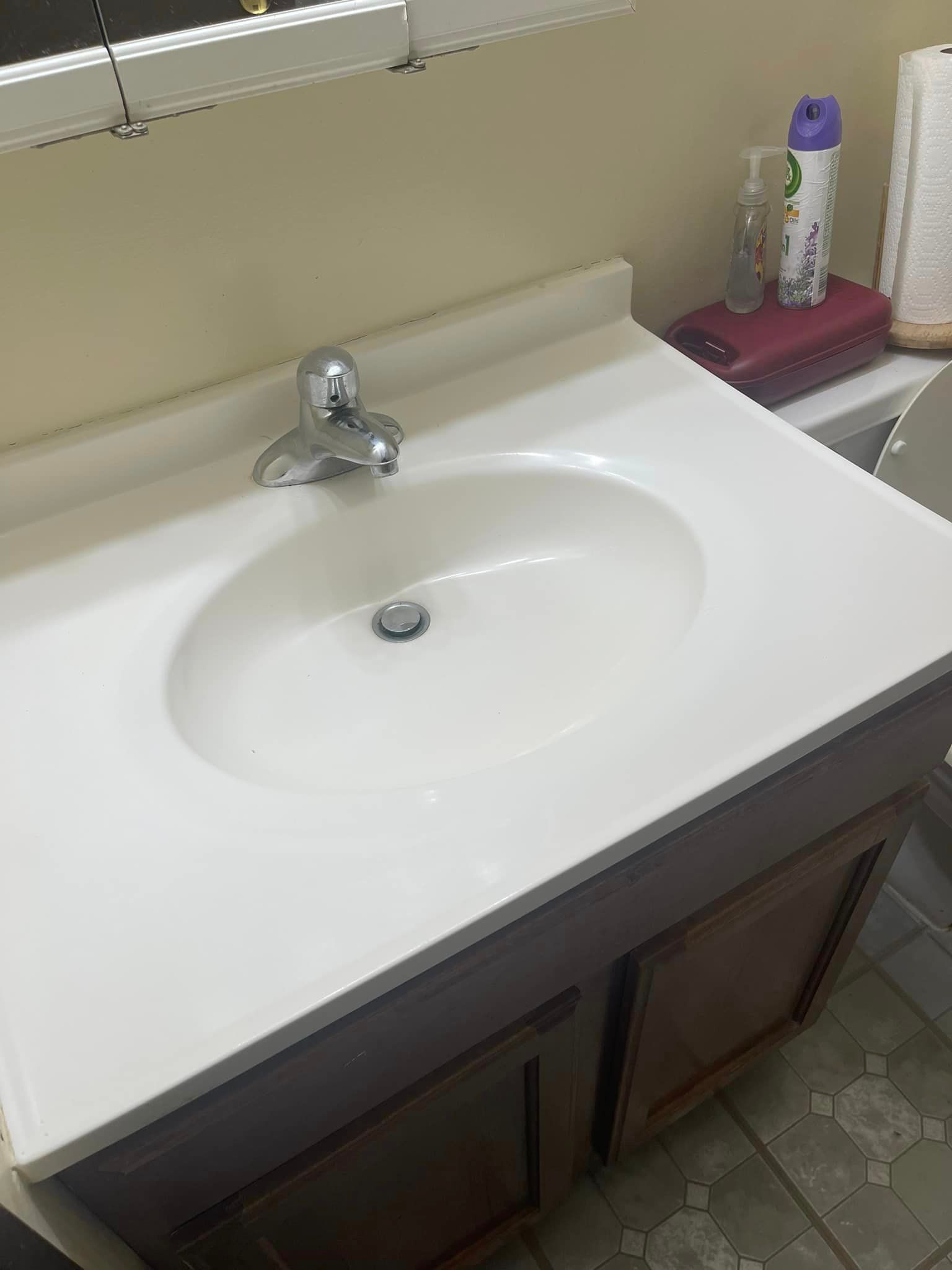 After is a clean and sparkling bathroom sink