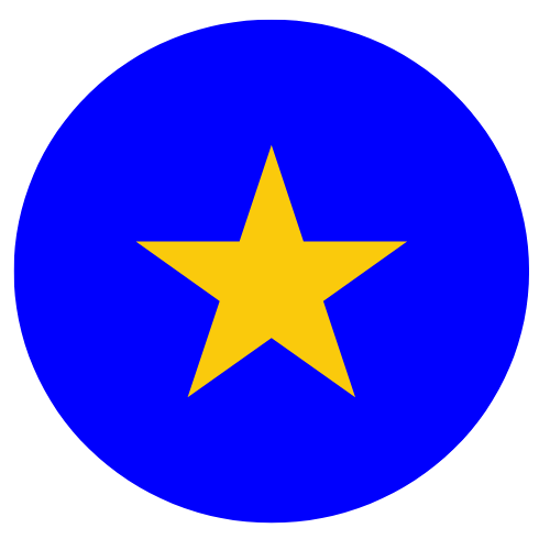Un cercle bleu avec une étoile jaune au centre