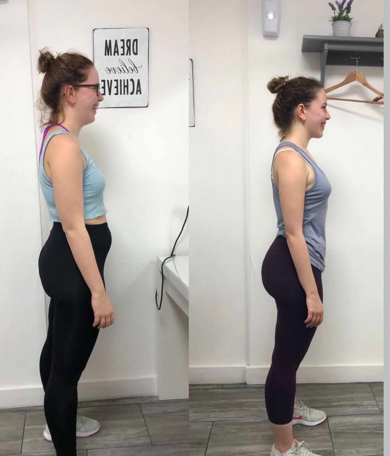 Side-by-side comparison of a person. 