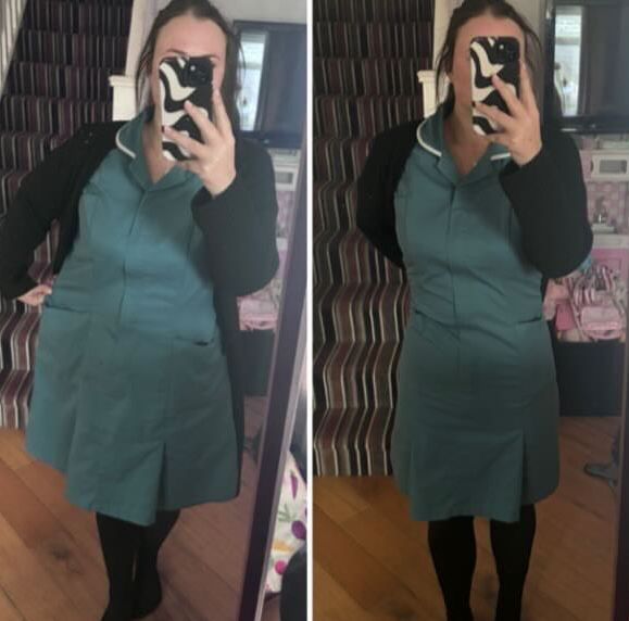 Side-by-side comparison of a person. 