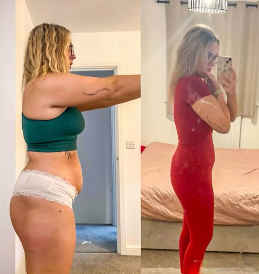 Side-by-side comparison of a person. 