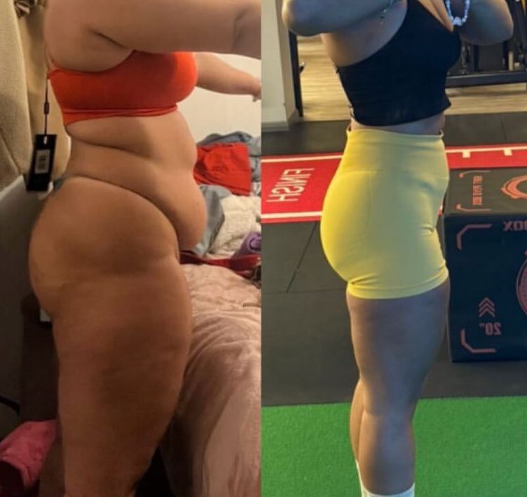 Side-by-side comparison of a person. 