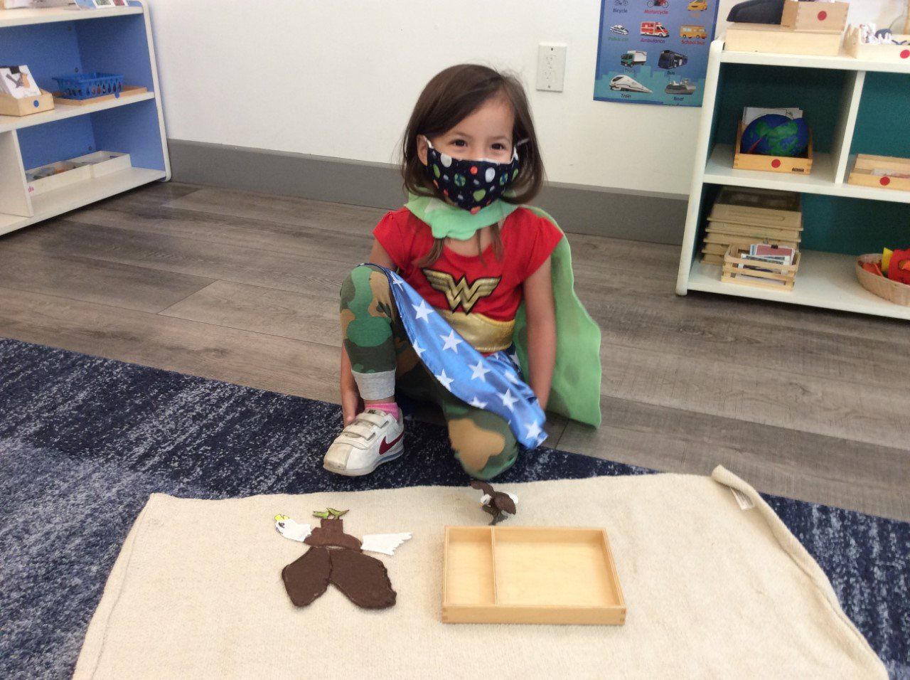 Child working with Montessori materials