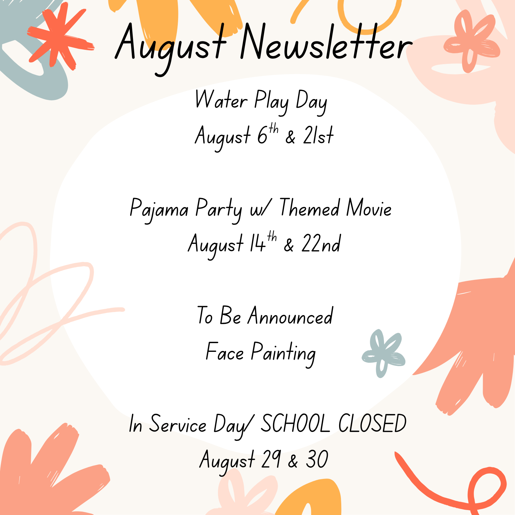 August Newsletter Flyer