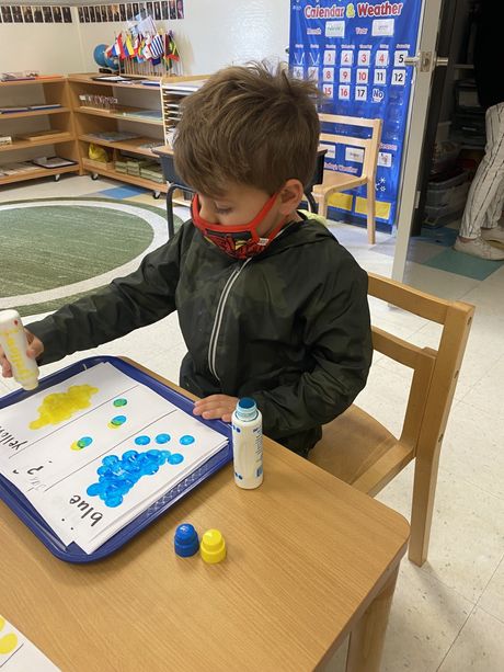 A child working in a Montessori classroom