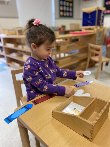 A child working in a Montessori classroom