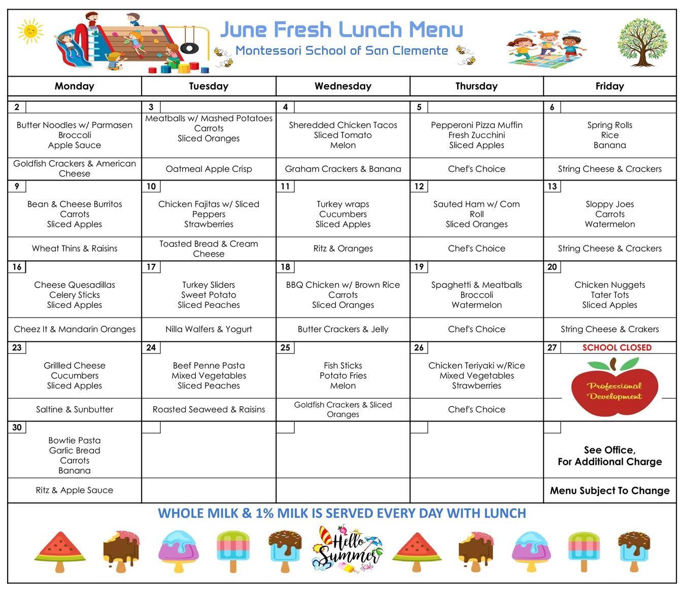 June Lunch Menu