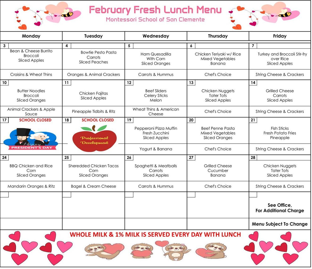 February Lunch Menu