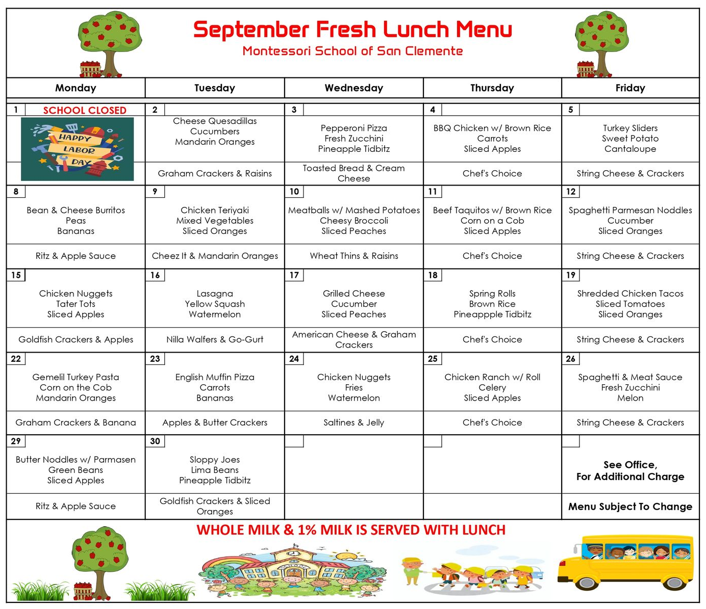 September Lunch Menu