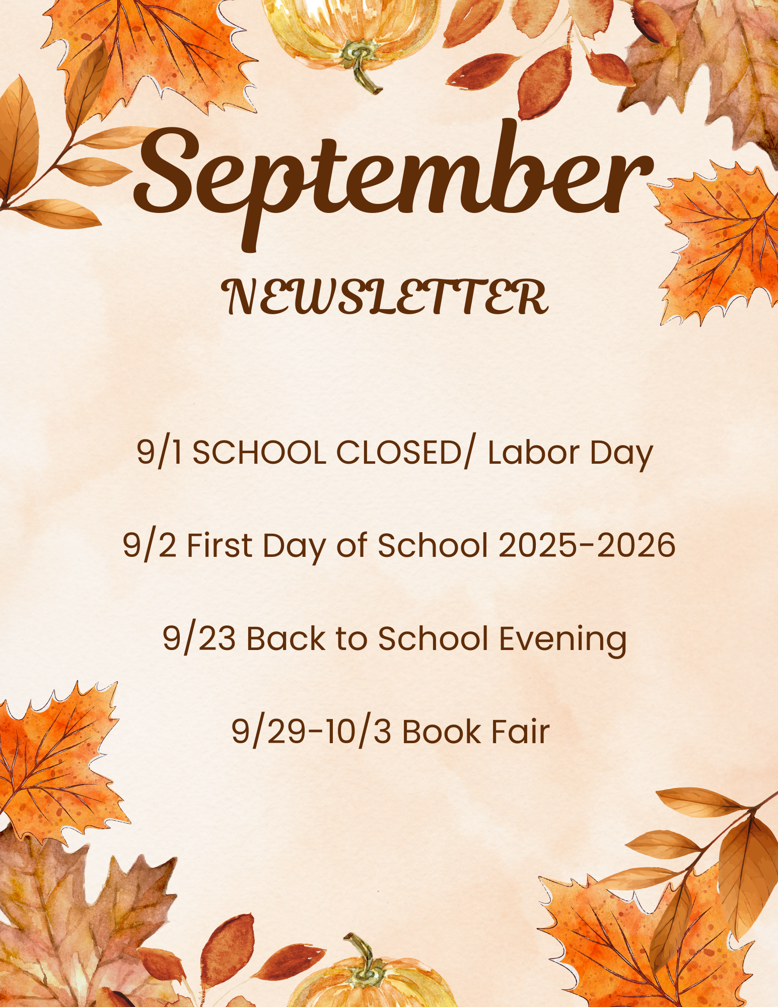 September Newsletter Flyer