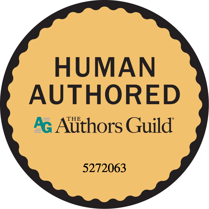 A sticker that says human authored by the authors guild