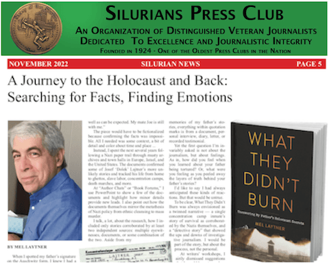 Silurians Press Club article by Mel Laytner, What They Didn't Burn
