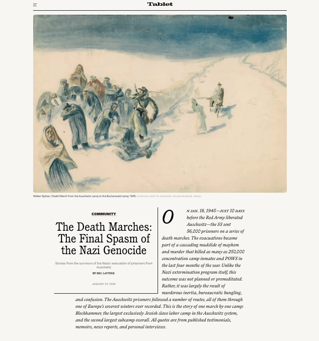 Mel Laytner, The Death Marches, Tablet Magazine
