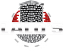 Logo for Lalo's General Construction LLC. Features a brick chimney, silver text, and gray stone background. Includes a phone number.
