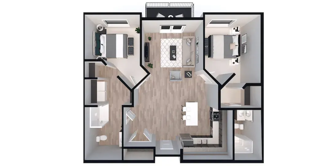 UNIT B.1 - TWO BEDROOM FLOOR PLAN HANDICAP