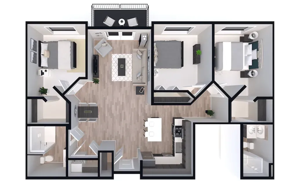 UNIT C - 3 BEDROOM FLOOR PLAN