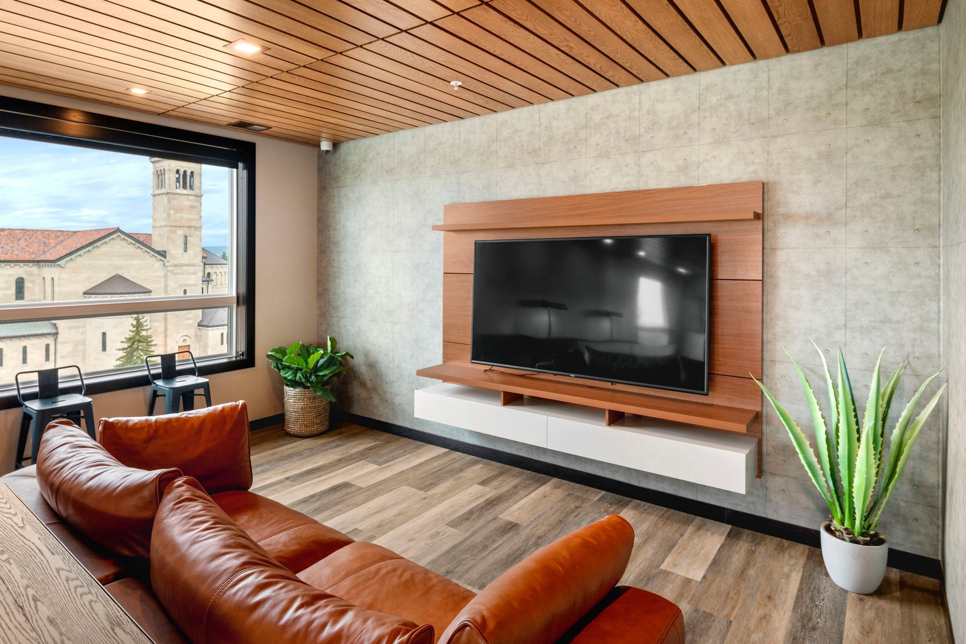 Central Flats living room with TV