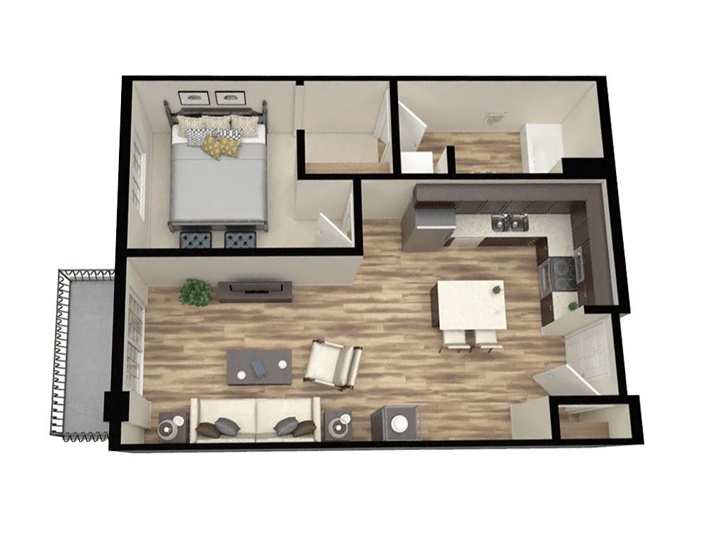 Onyx Floorplan A 1-bedroom apartment