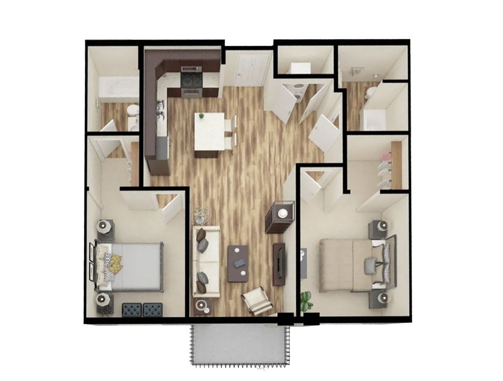 Onyx Floorplan B 2-bedroom apartment
