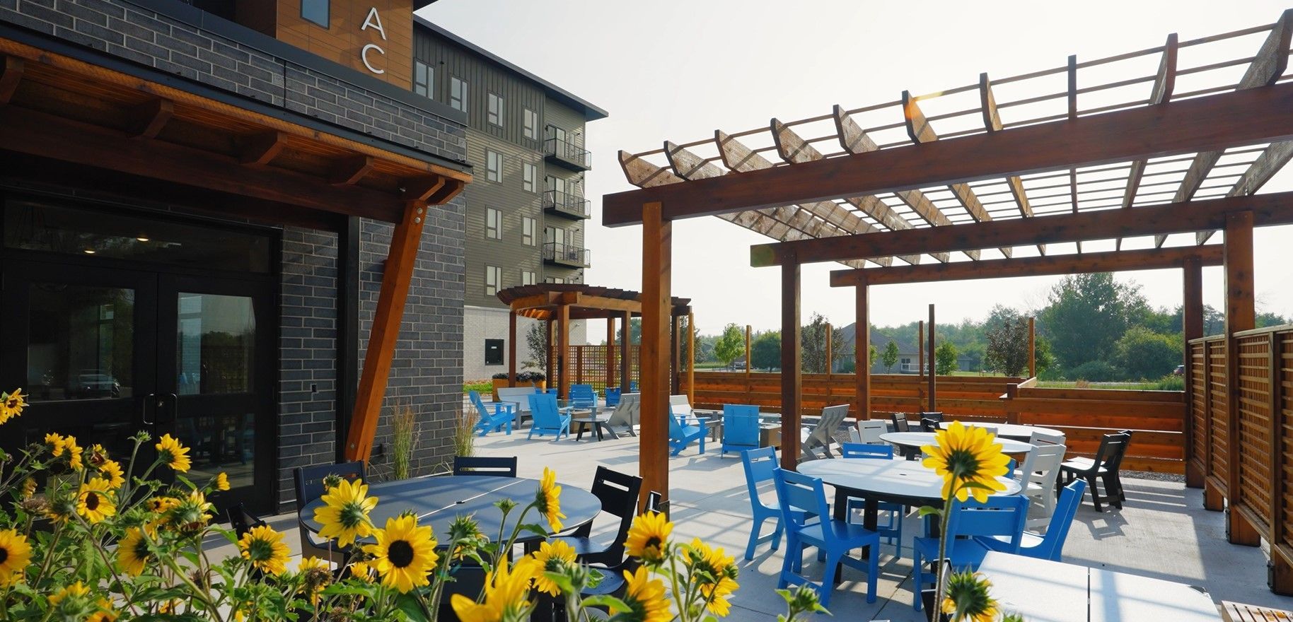 Acadia Apartments backyard terrace