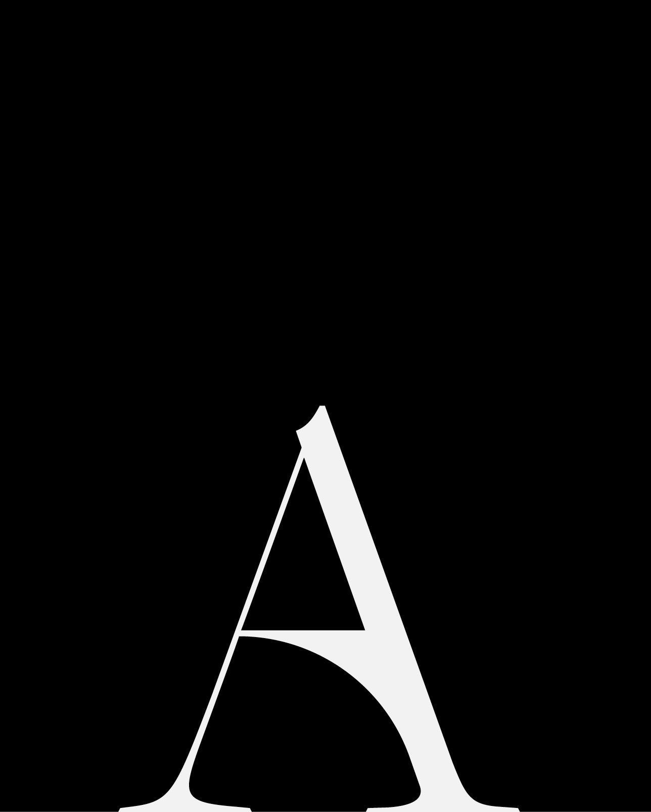 The letter a is white on a black background.