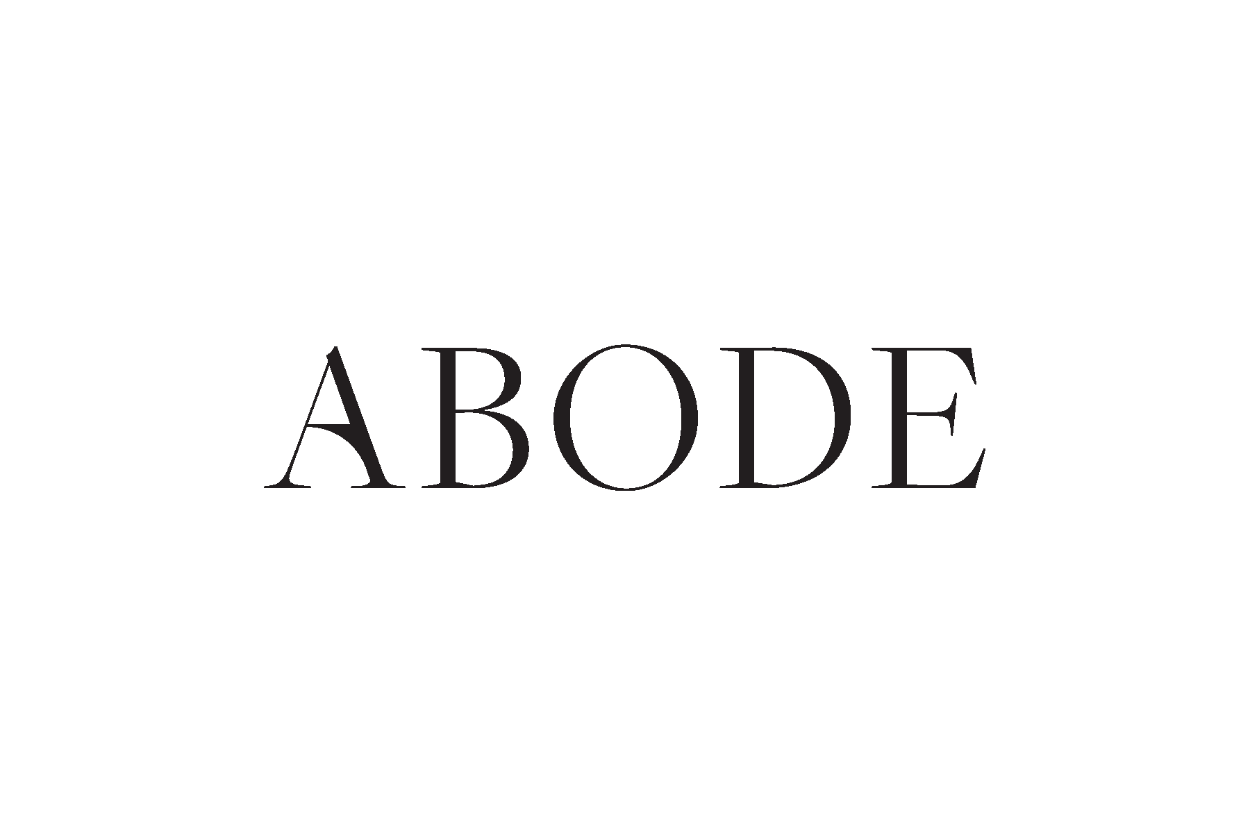 A black and white logo for abode on a white background