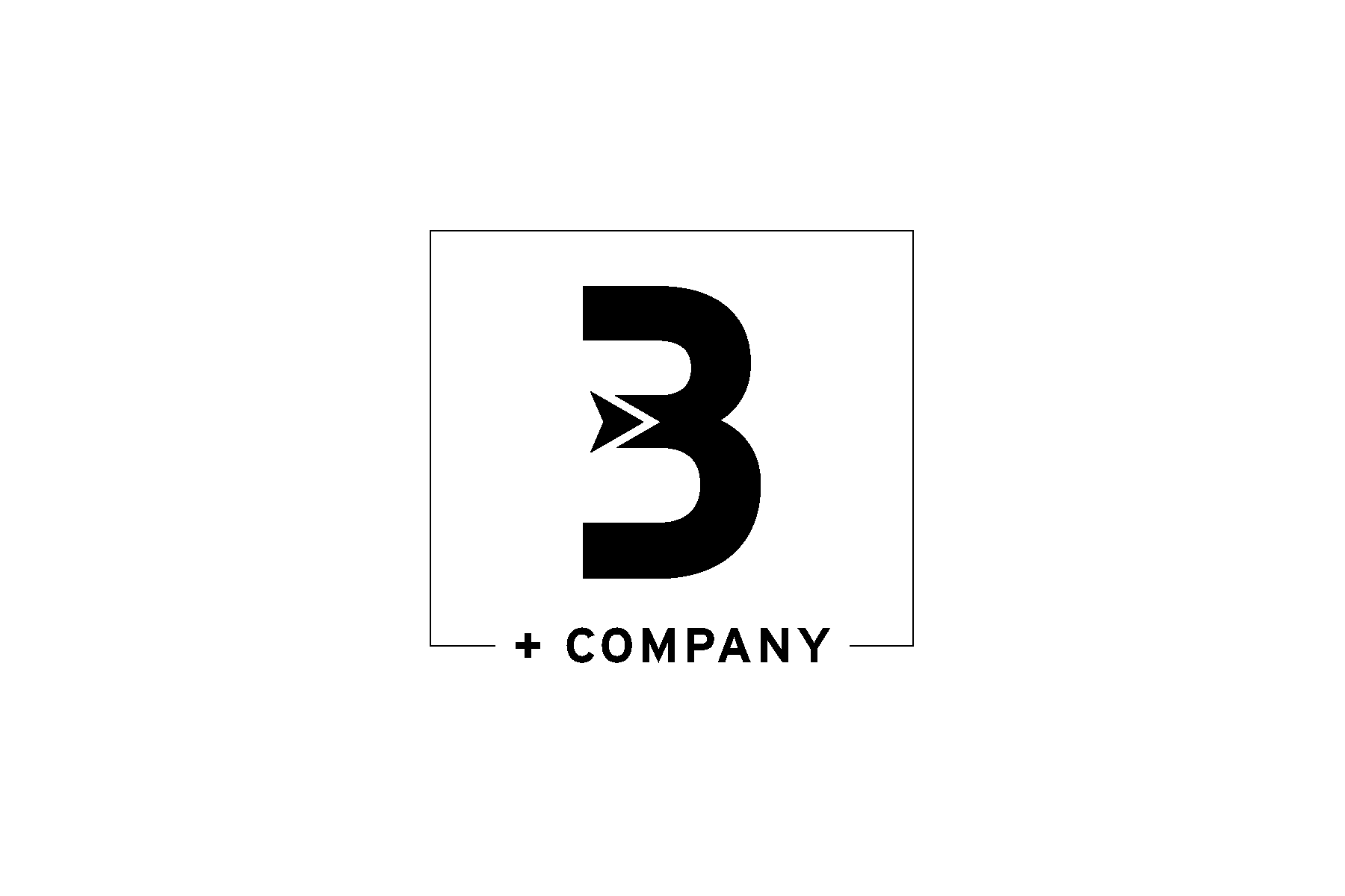A black and white logo for a company with the letter b in a square.