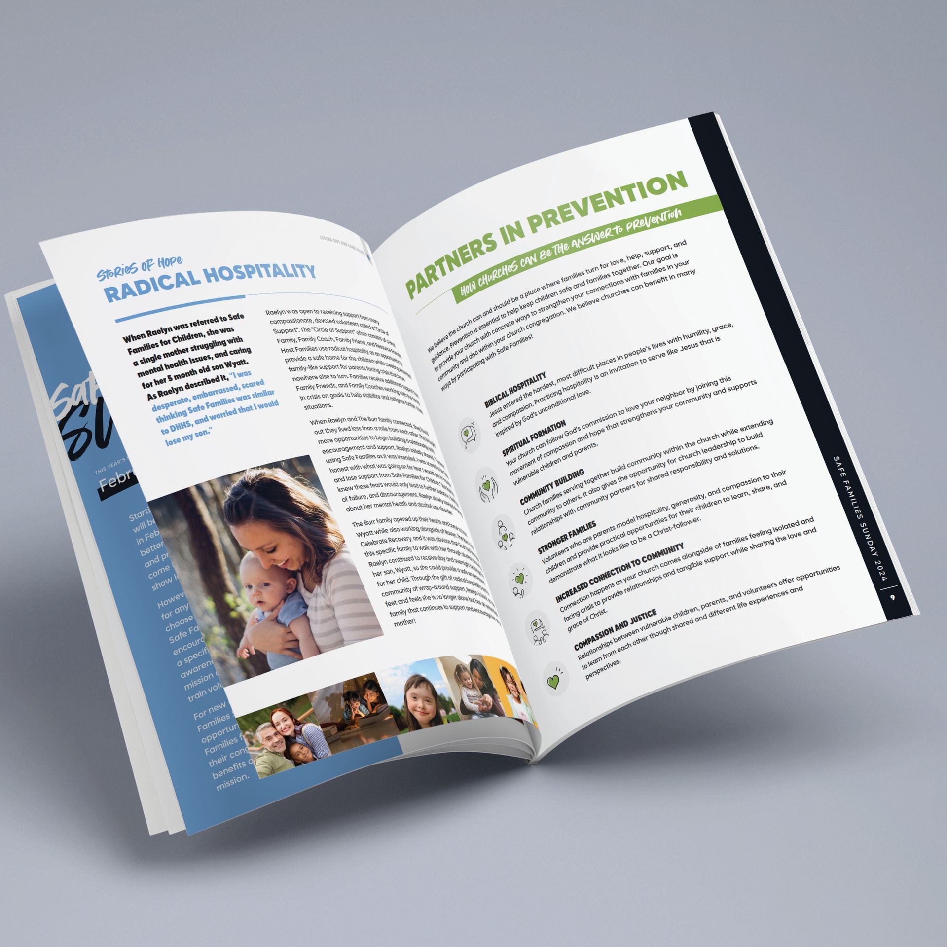 A book is open to a page that says `` partners in prevention ''.