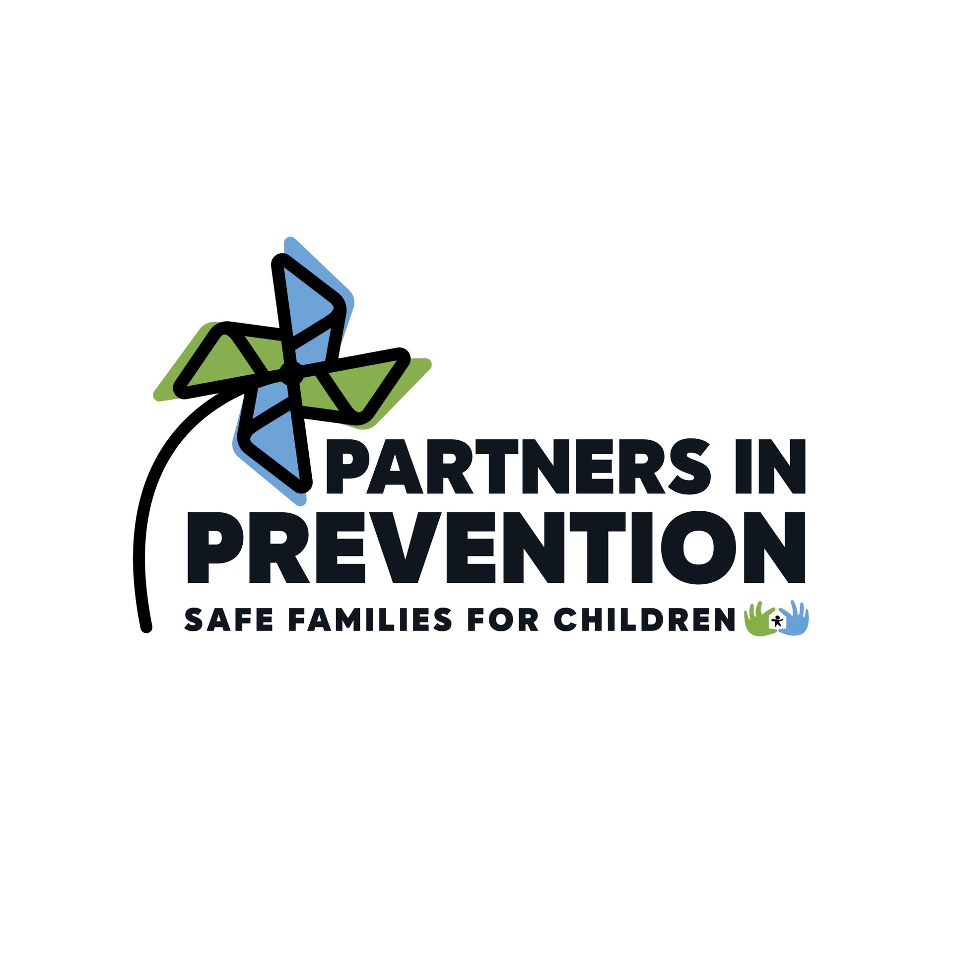 A logo for partners in prevention , a safe families for children organization.