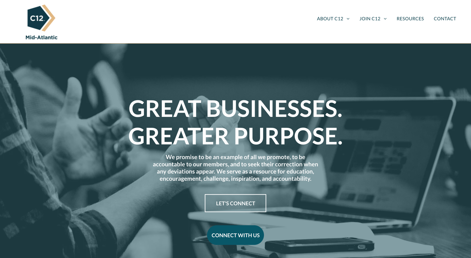 A screenshot of the website for great businesses greater purpose.