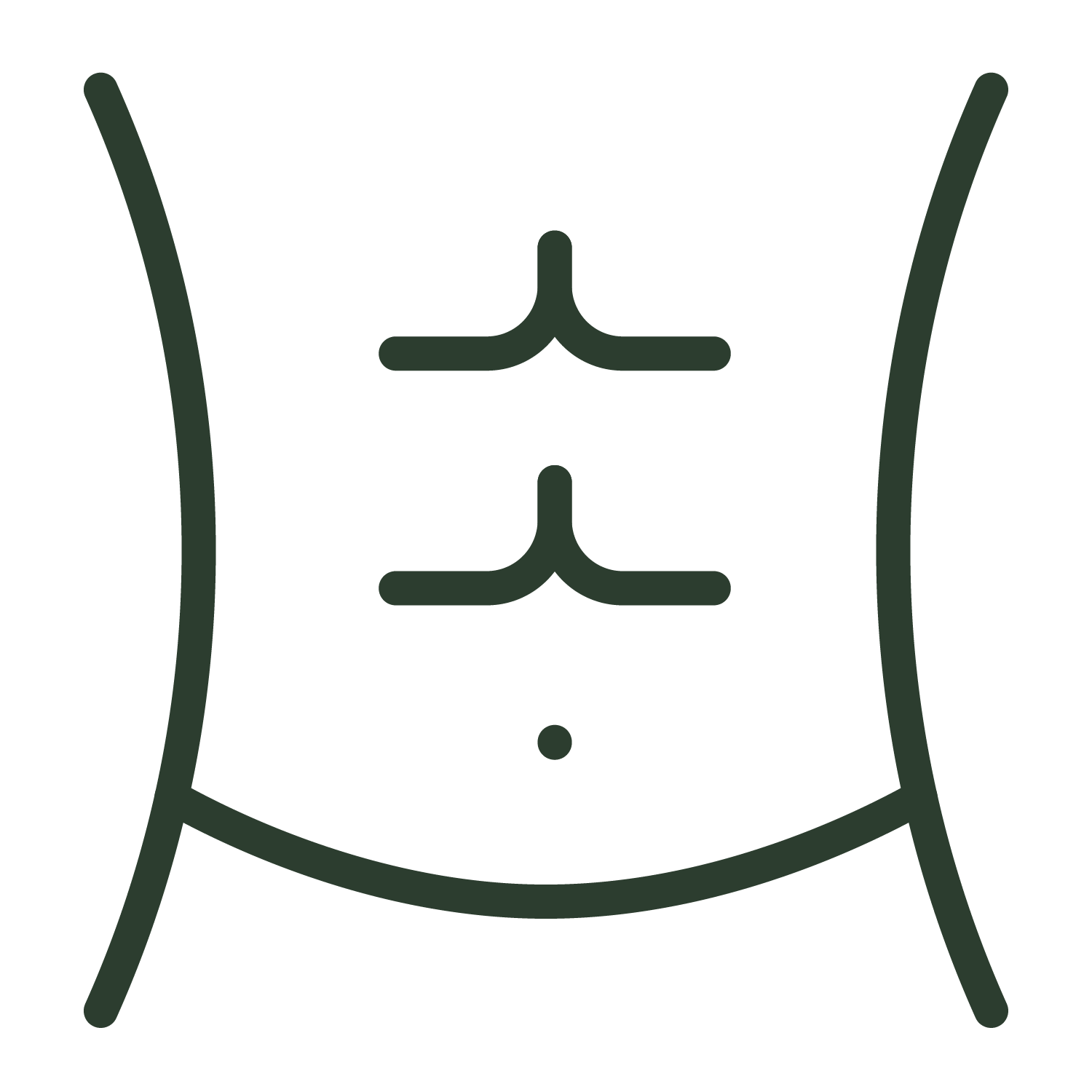 A line drawing of a person 's stomach with a circle in the middle.