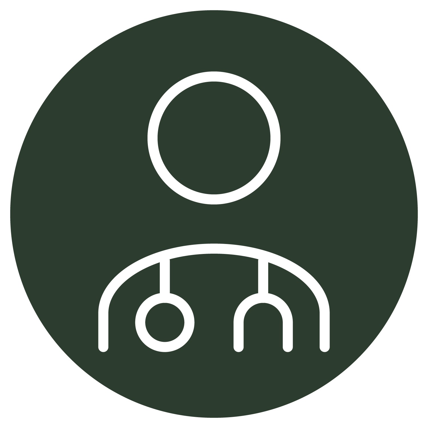 An icon of a person in a circle with a circle in the middle.