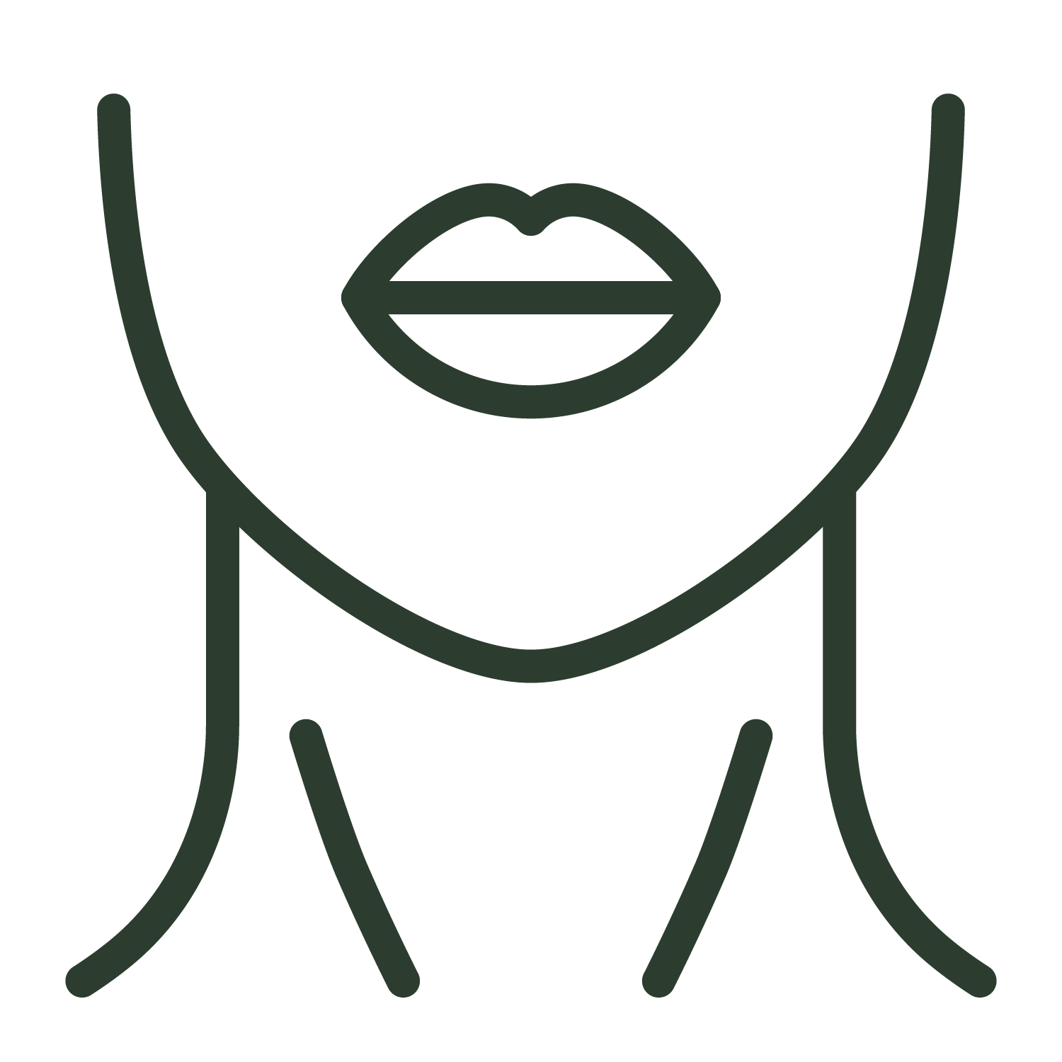 A line drawing of a person 's torso with a heart shaped mouth.