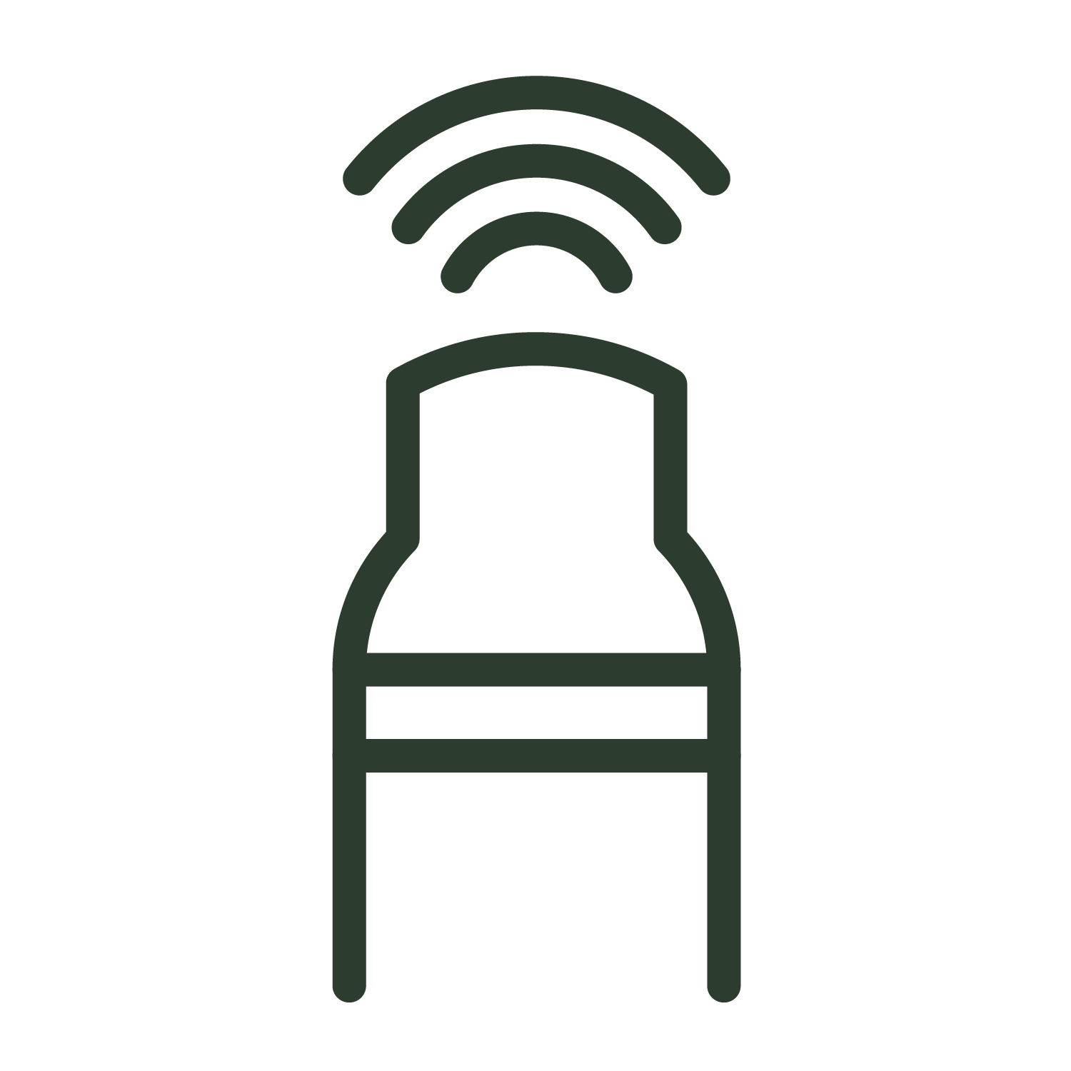 An icon of a chair with a wireless signal coming out of it.