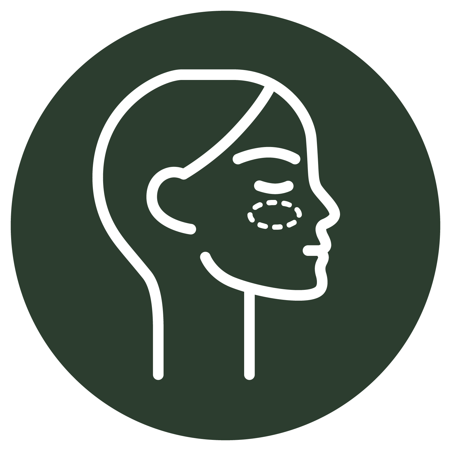 A line drawing of a woman 's face with surgery on it.